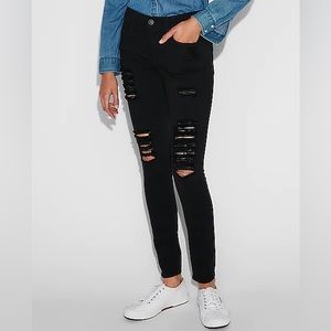 Express black distressed jeans